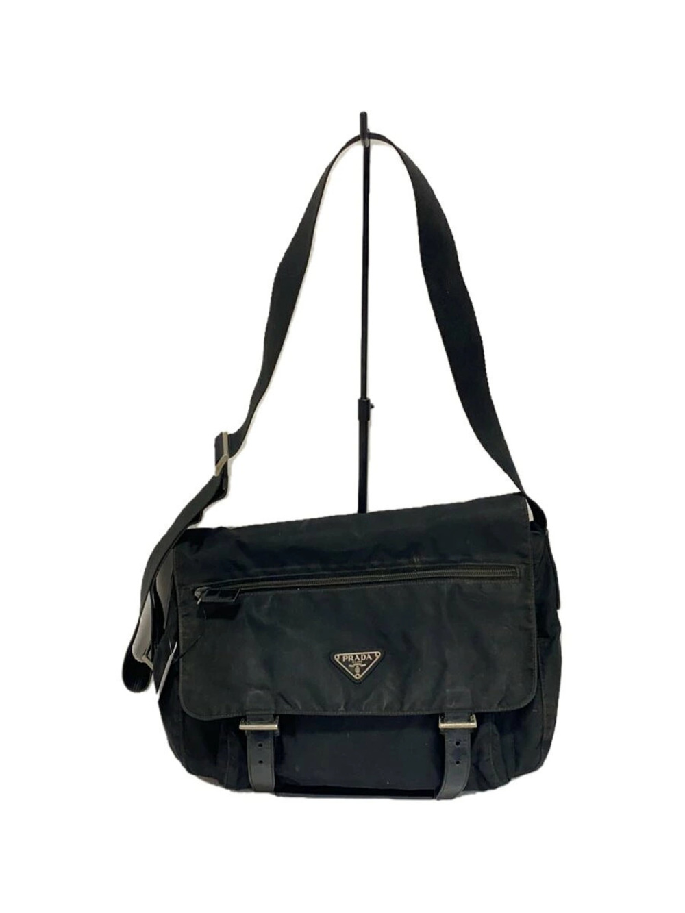 Prada Tessuto Messenger Bag black triangle logo